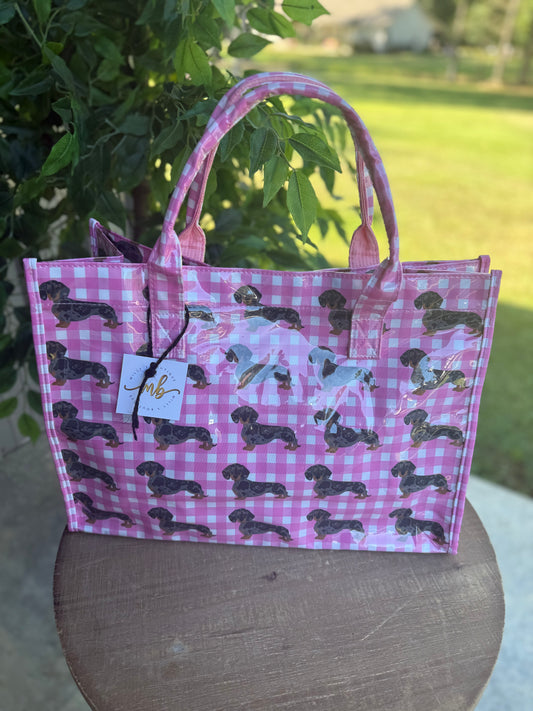 The Chloe Pink Gingham Vinyl Tote Bag
