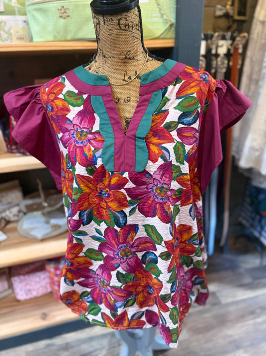 Vicki Floral Print Plus Top