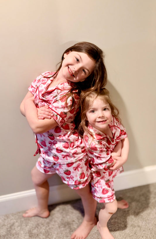 Strawberries and Bows PJ set