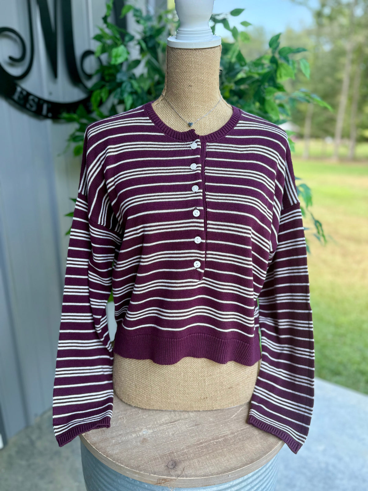 Jane Striped Henley Sweater