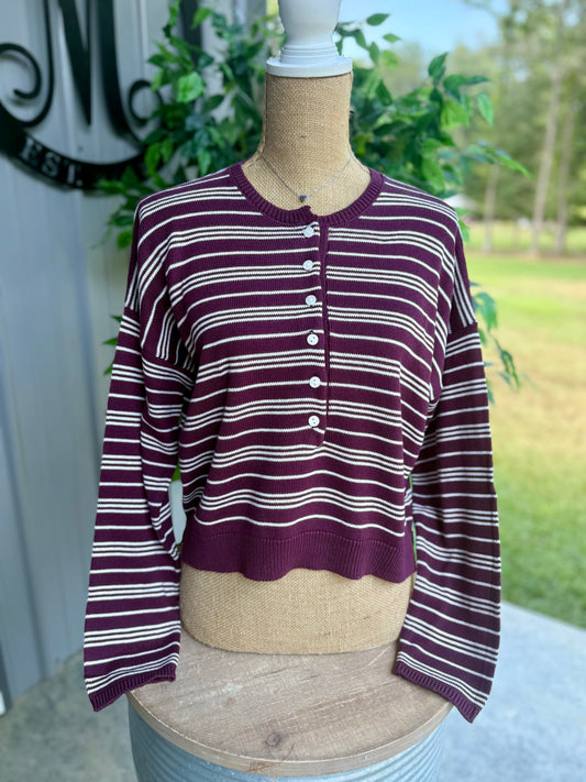 Jane Striped Henley Sweater