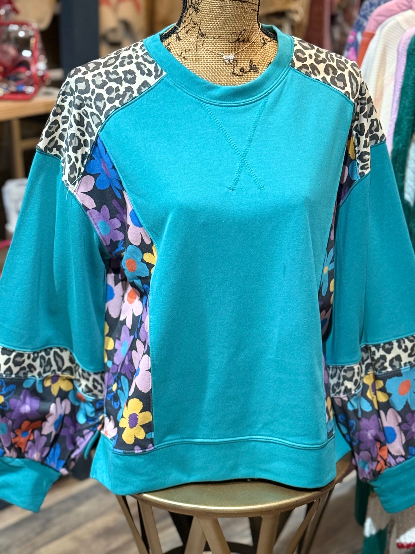 Roxi Mixed Print Sweatshirt