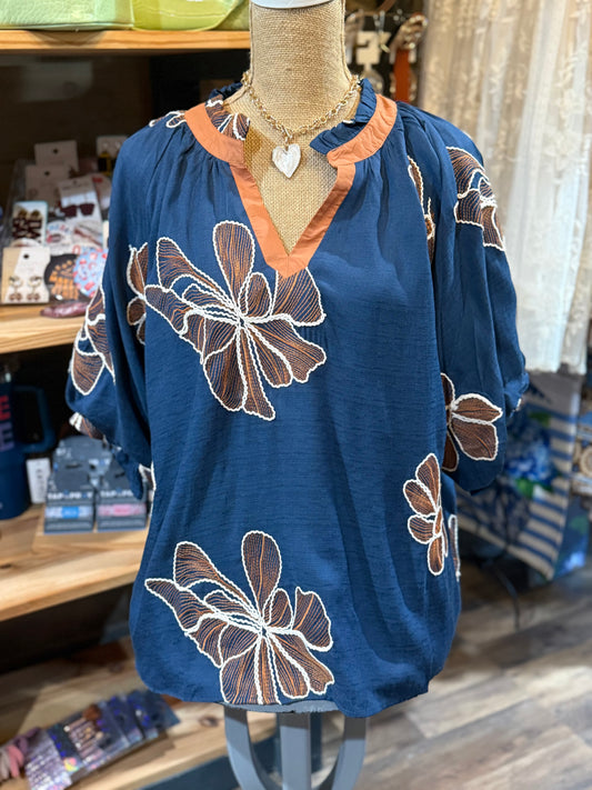 Floral Embroidered Floral Top