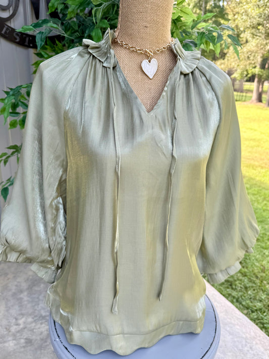 Josie Shimmery Scalloped Edged Blouse