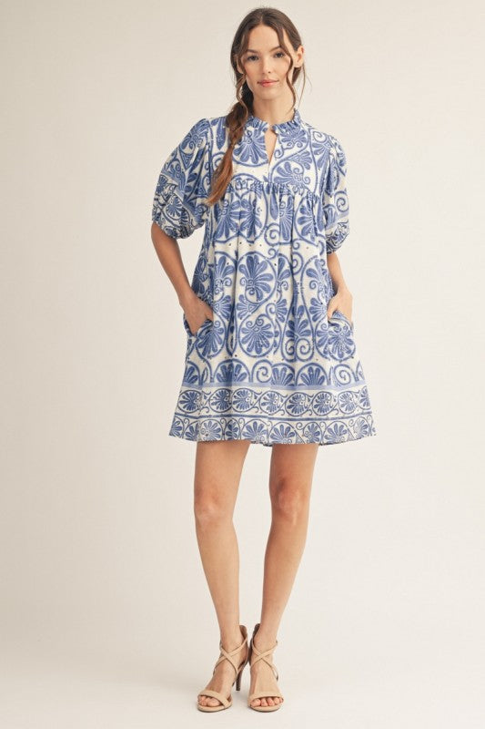 Bayleigh Floral Print Eyelet Babydoll Dress