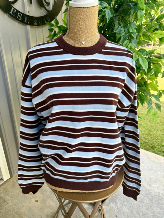 Haddy Striped Boxy Crew Sweater