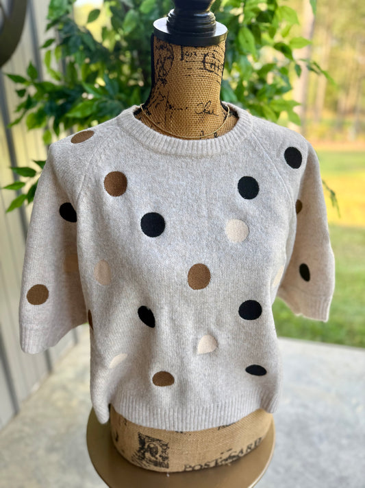 Soft Fuzzy Polka Dot Sweater