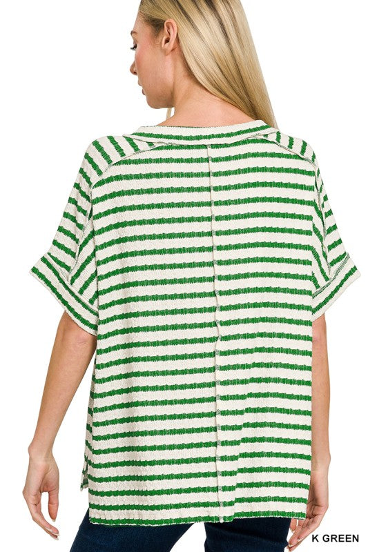 Casual Striped Short Sleeve Top