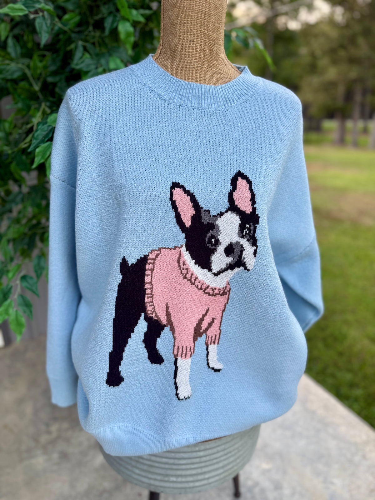 French Bulldog Graphic Oversized Sweater