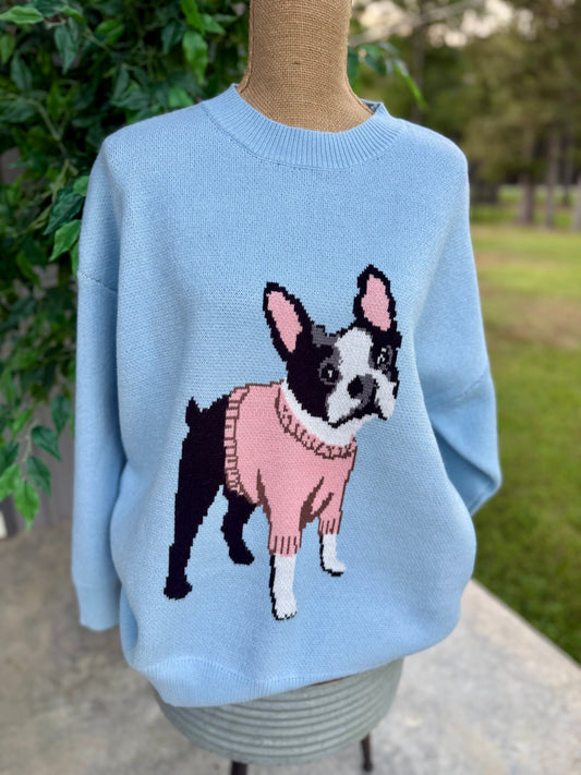 French Bulldog Graphic Oversized Sweater