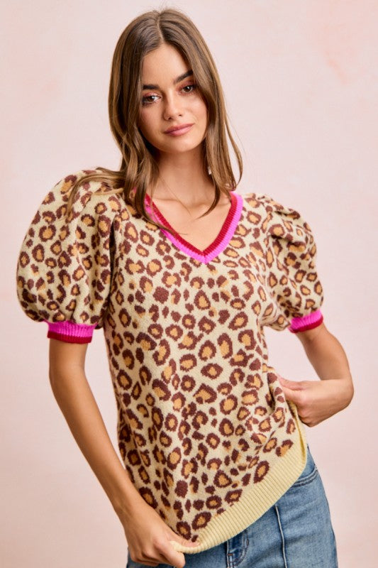 Leopard V Neck Sweater