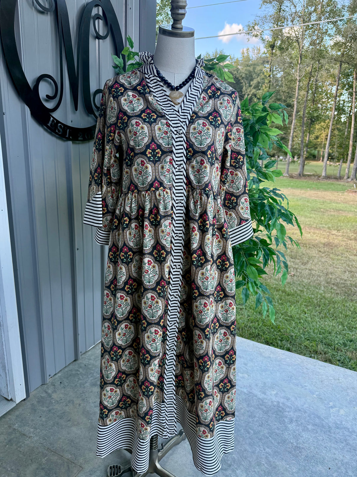 Mixed Print Button Down Midi