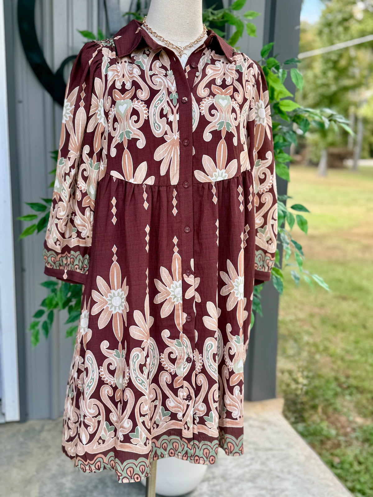 Demi Boho Print Shirt Dress