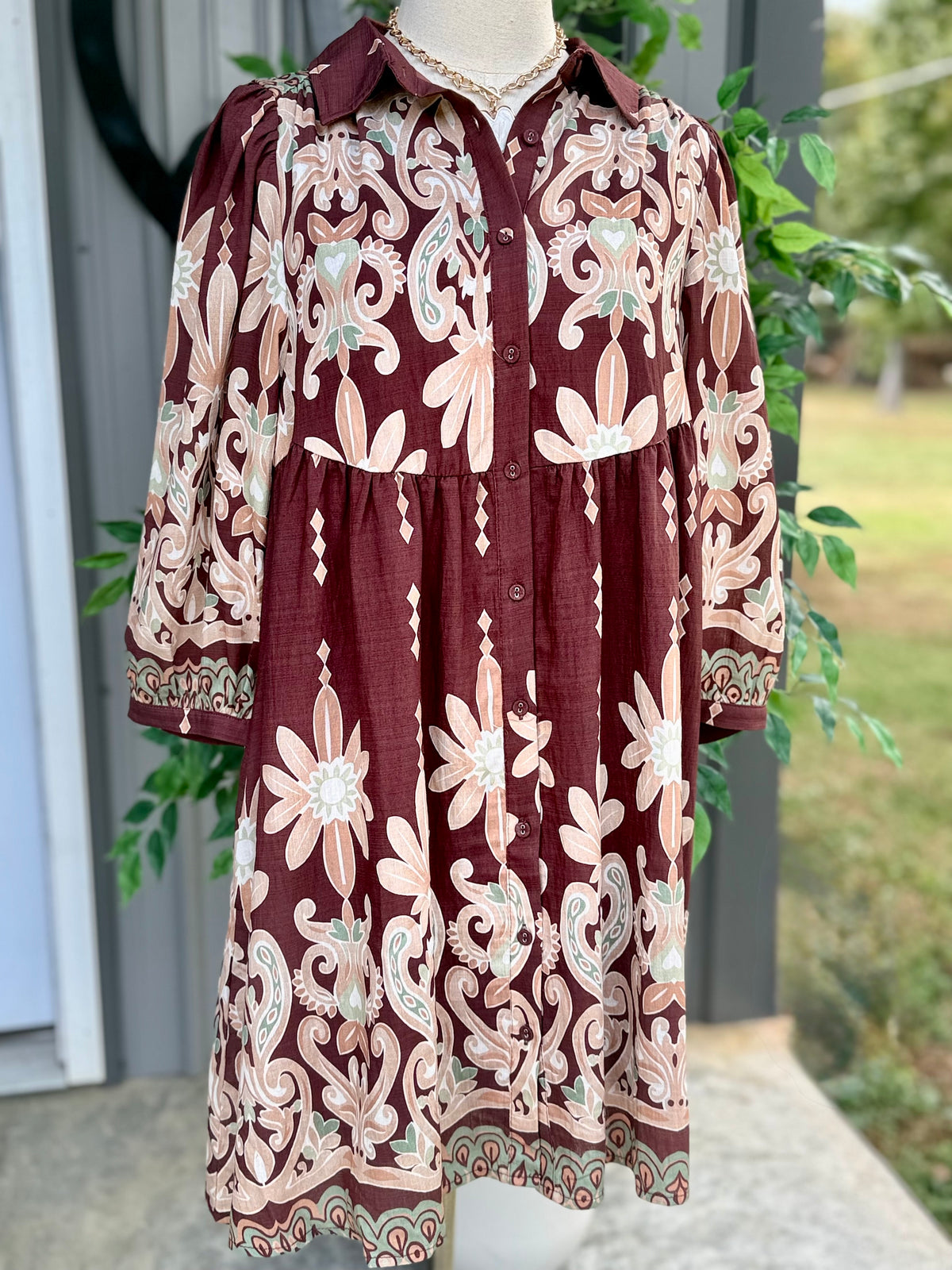 Demi Boho Print Shirt Dress