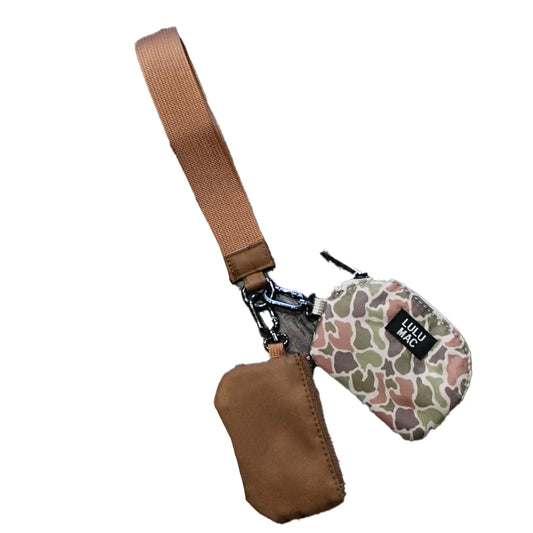 Dark Camo/ Brown Lulu Mac Double Pouch Wristlet