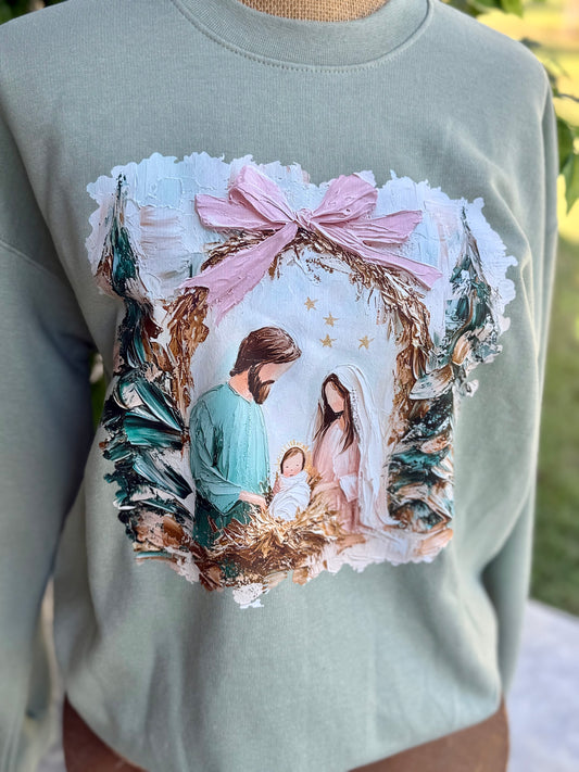 Faux Painted Nativity Scene SS