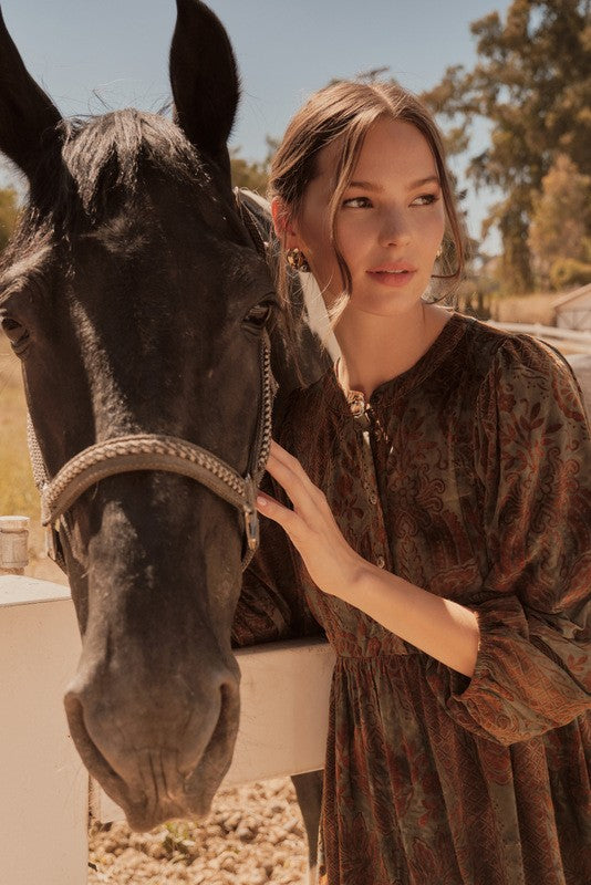 Toni Velvet Jacquard Dress with Pockets