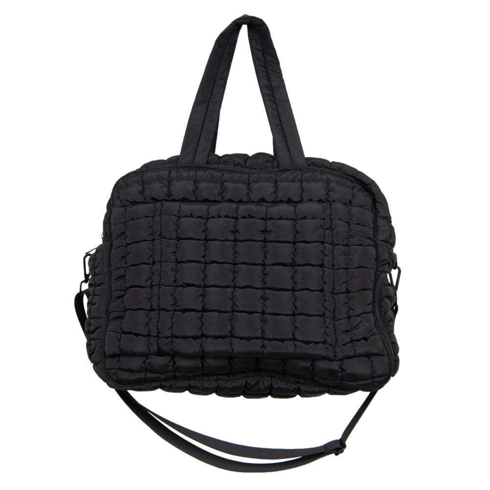 Black Quilted Garment Duffel Bag