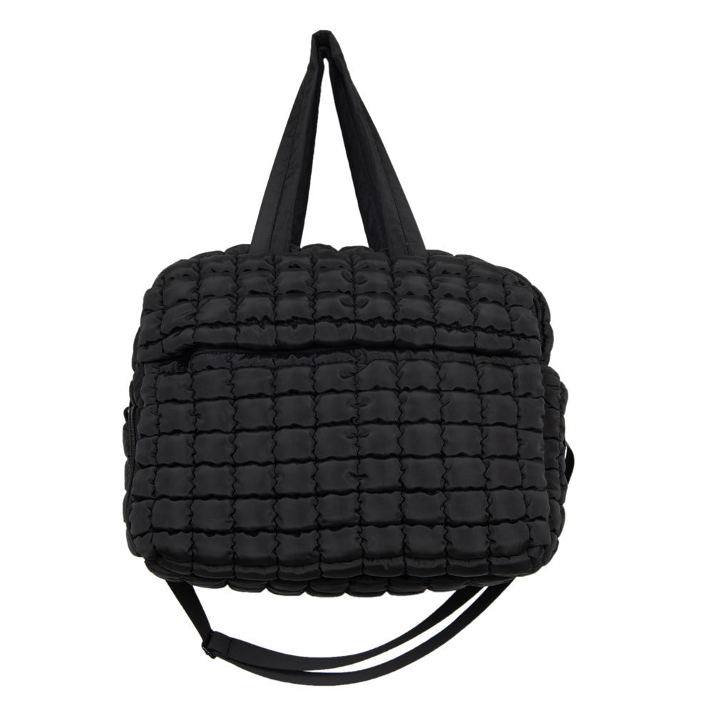 Black Quilted Garment Duffel Bag