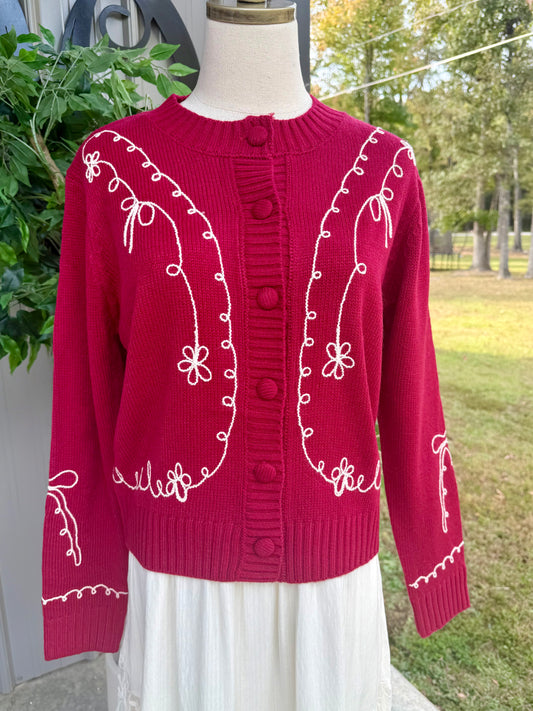 Krista Embroidered Floral Cardigan
