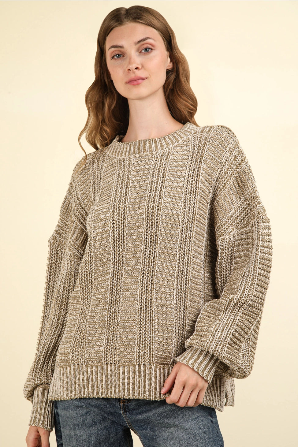 Two Tone Cozy Sweater Knit