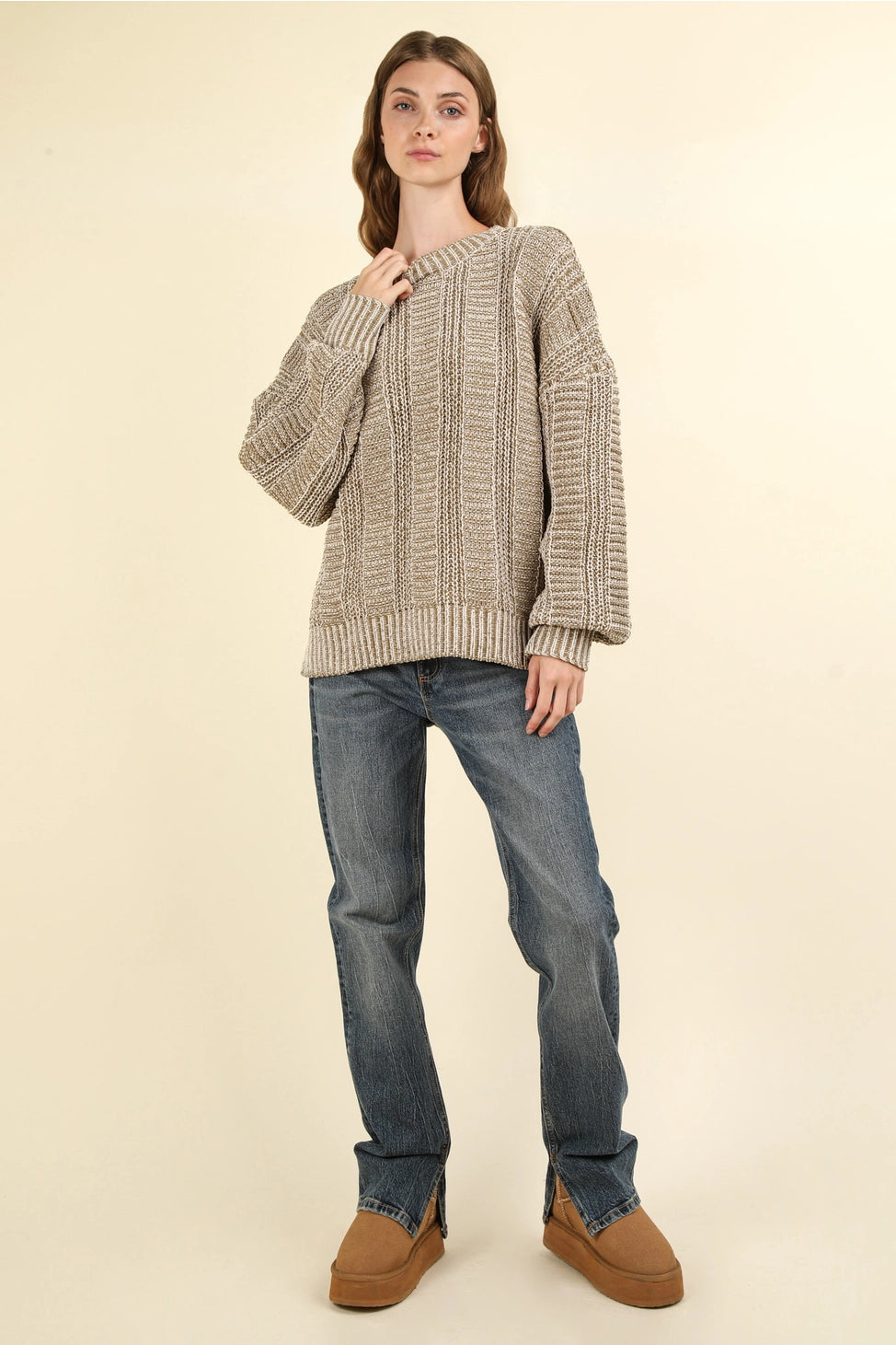 Two Tone Cozy Sweater Knit