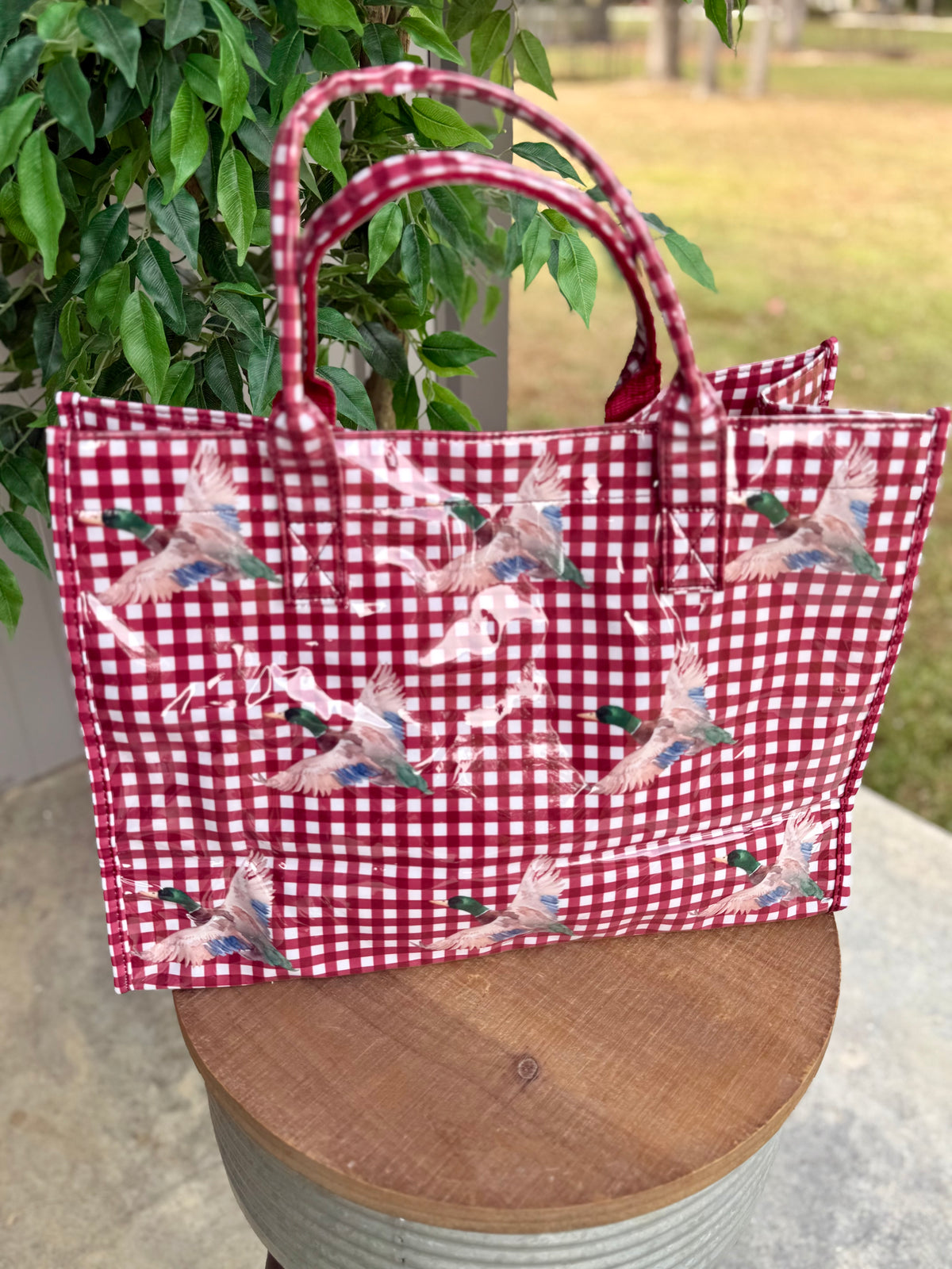 Mallard Marshland Green Gingham Vinyl Tote©