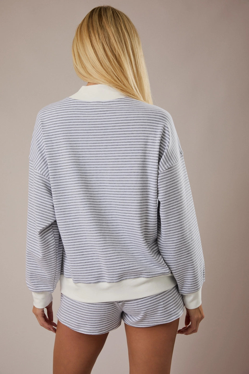 Mock Neck Striped Sweatshirt