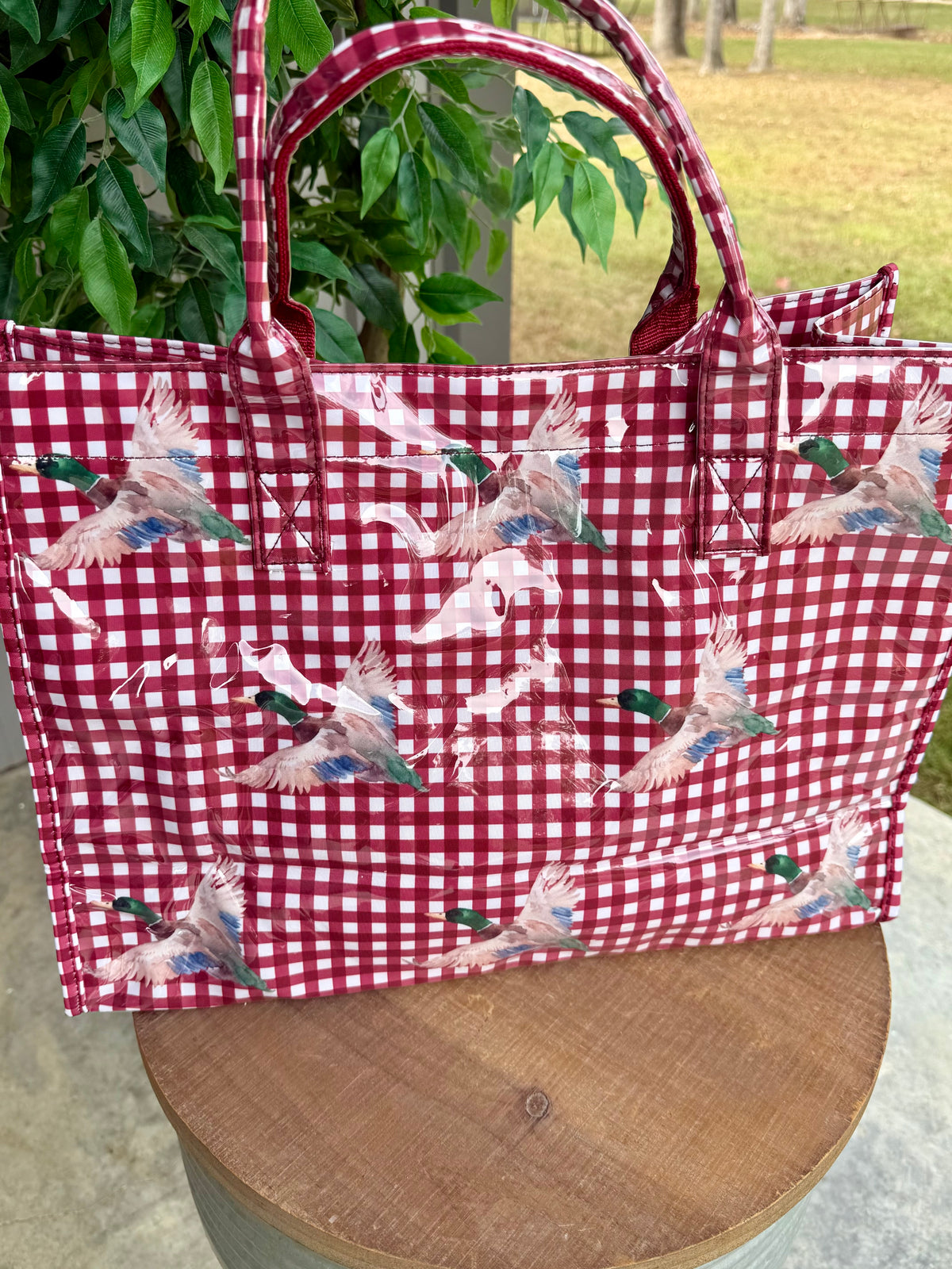 Mallard Marshland Green Gingham Vinyl Tote©
