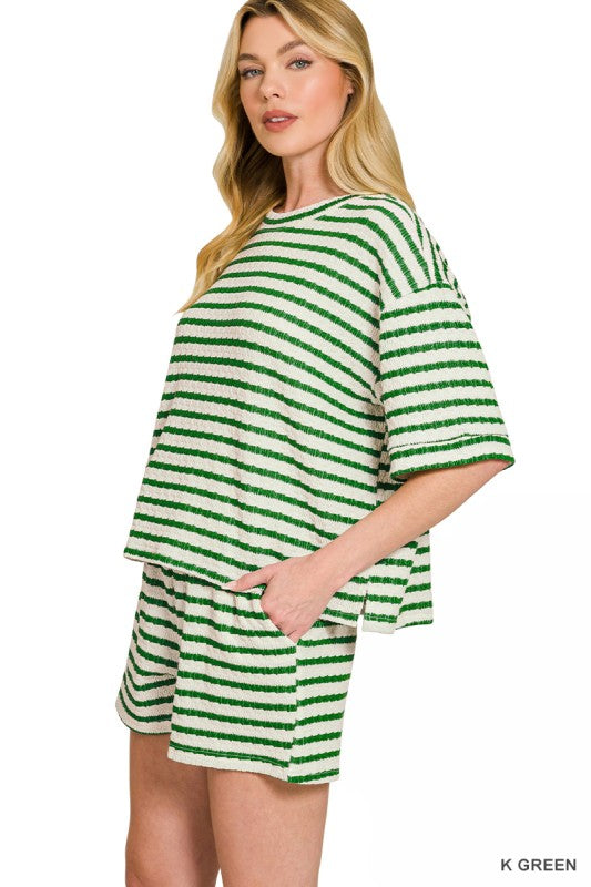 Striped Short Sleeve Tee & Shorts Set