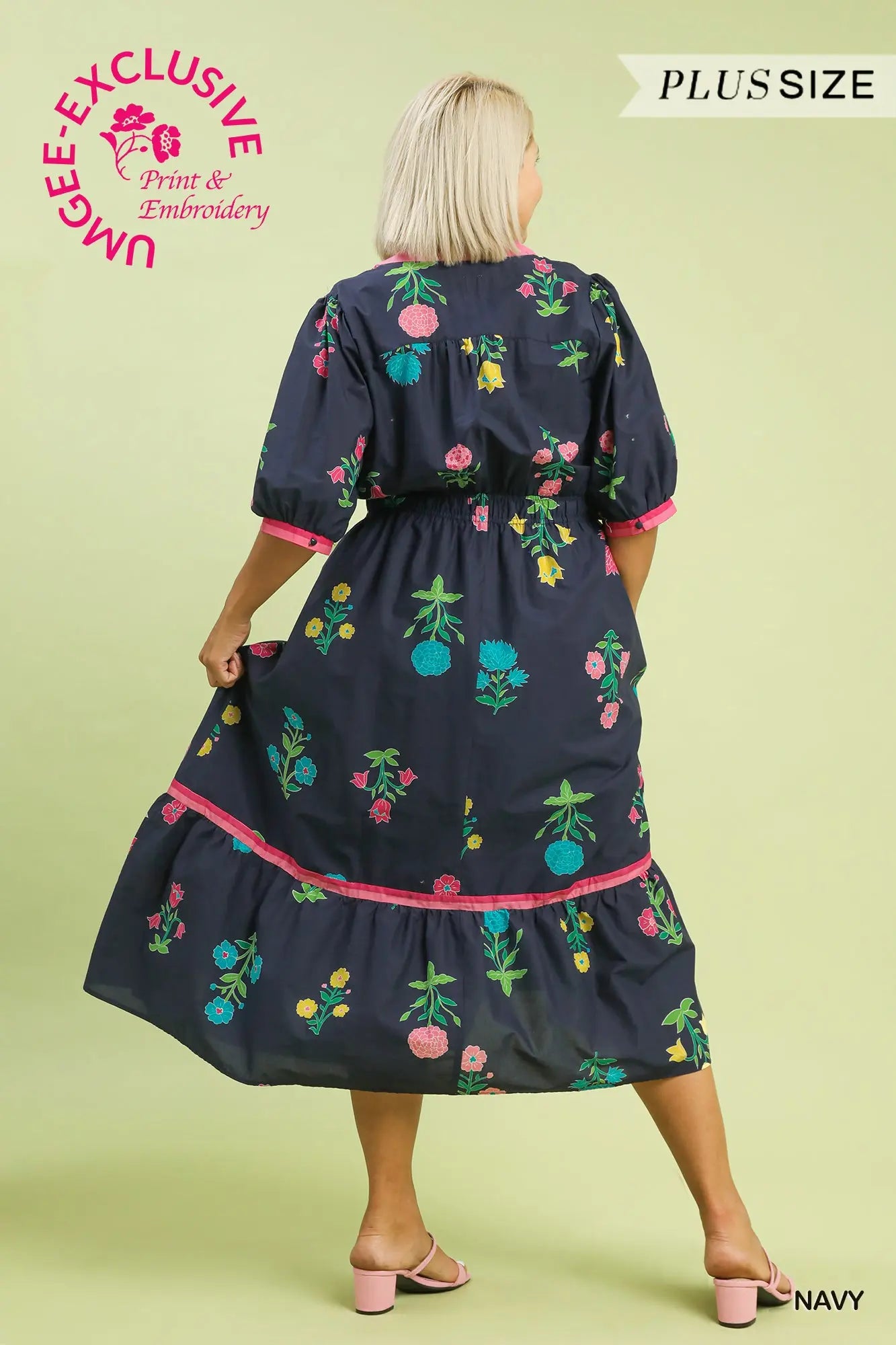 Petal Parade Print Plus Midi Dress
