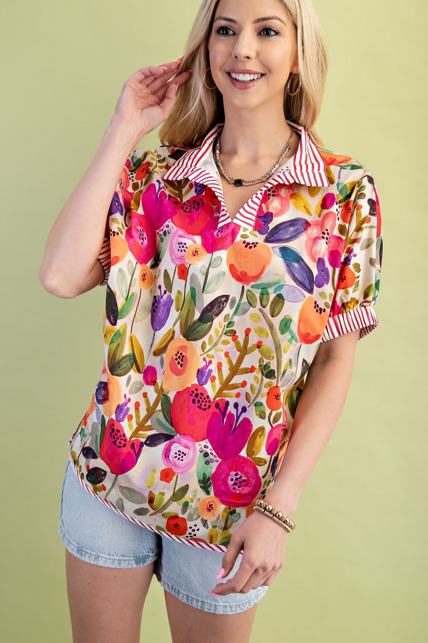 Candi Floral Mock Neck Top