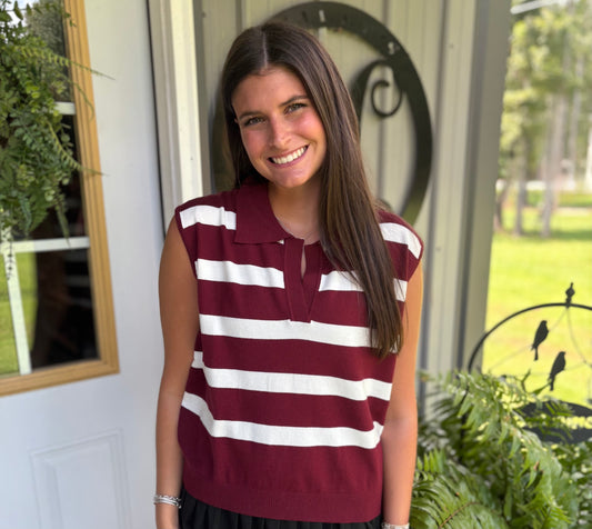 Striped Sleeveless Sweater