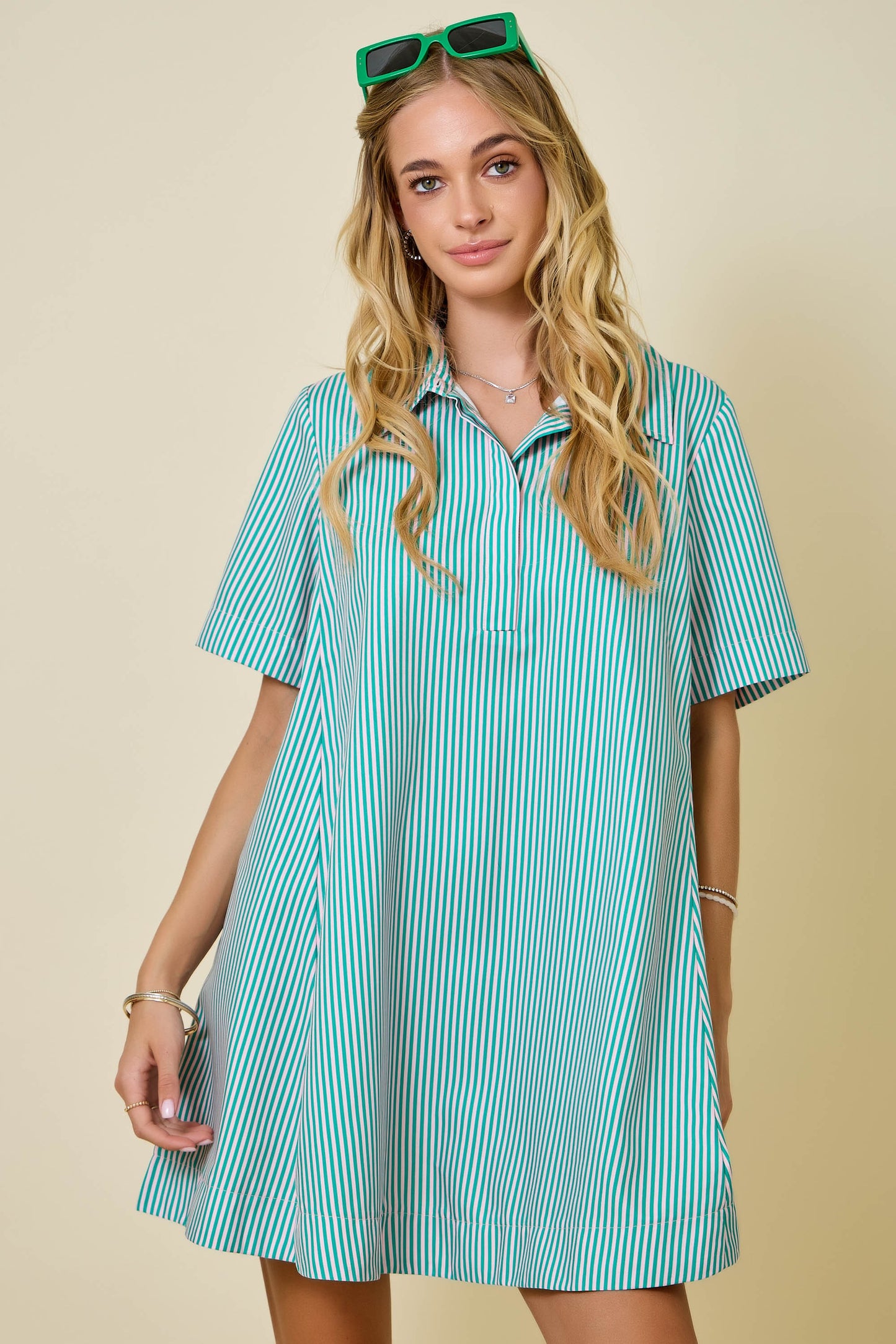 Josie Striped Shirt Swing Dress