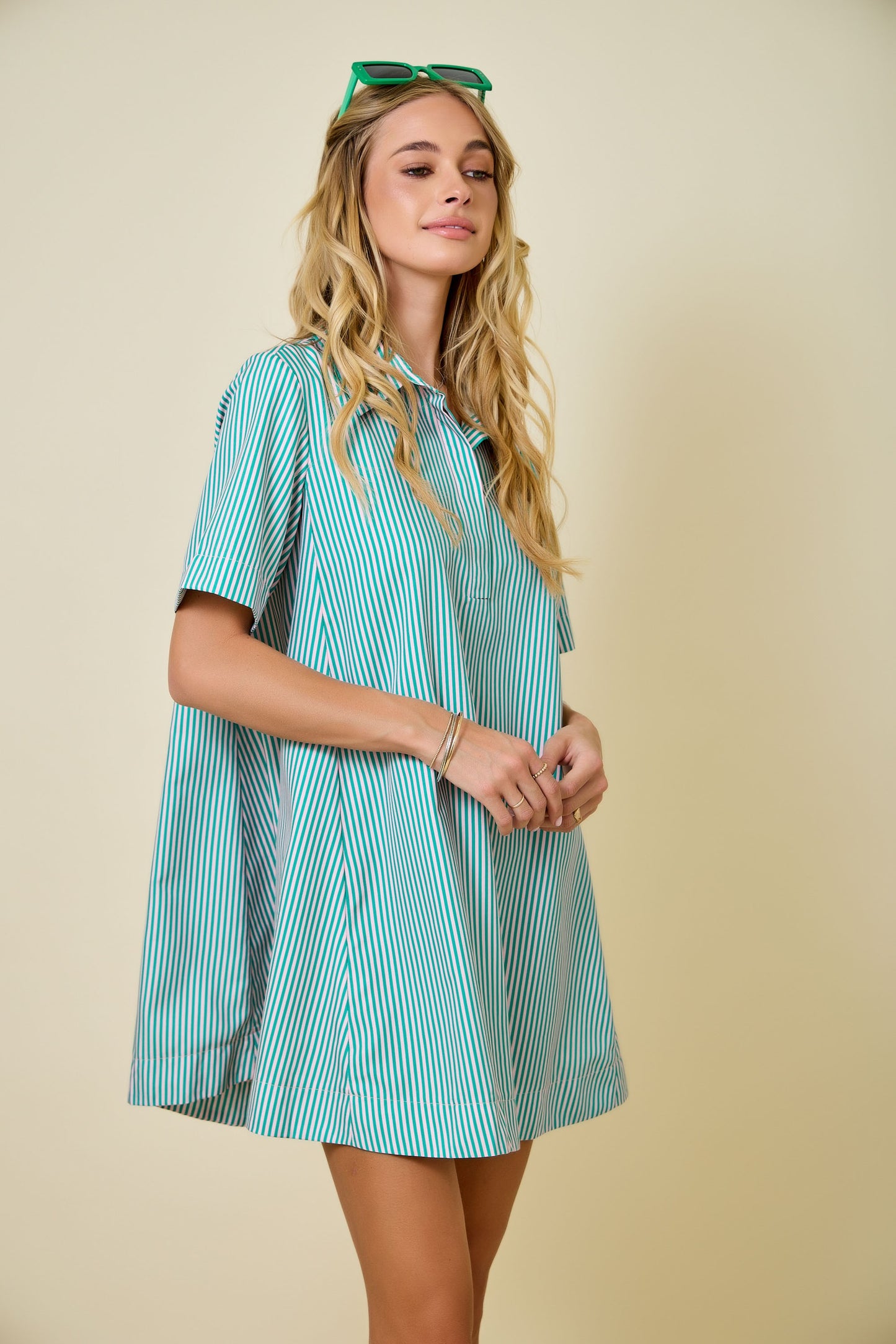 Josie Striped Shirt Swing Dress