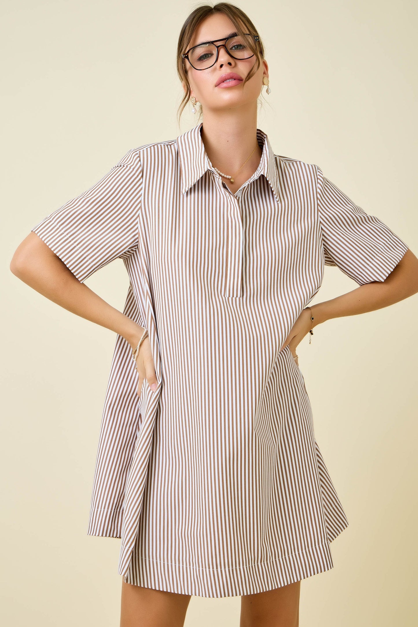 Josie Striped Shirt Swing Dress
