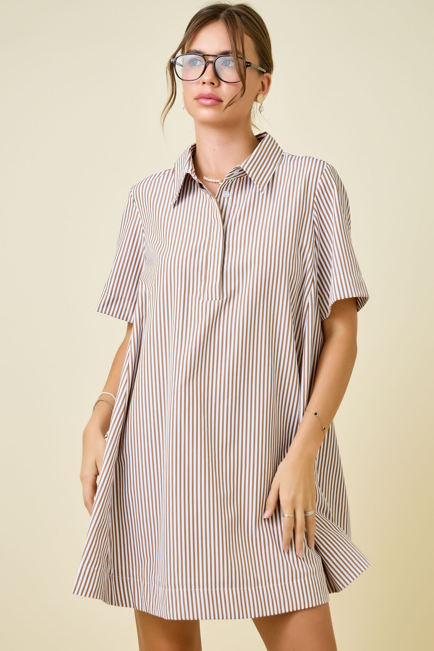 Josie Striped Shirt Swing Dress