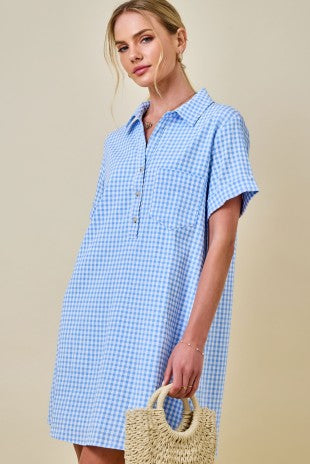 Dale Gingham Easy Shirt Pocket Dress