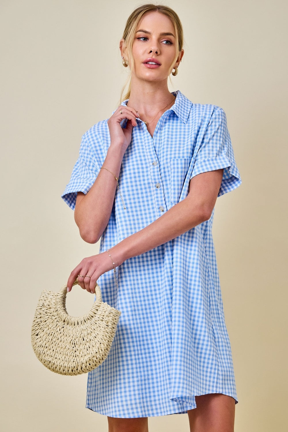 Dale Gingham Easy Shirt Pocket Dress