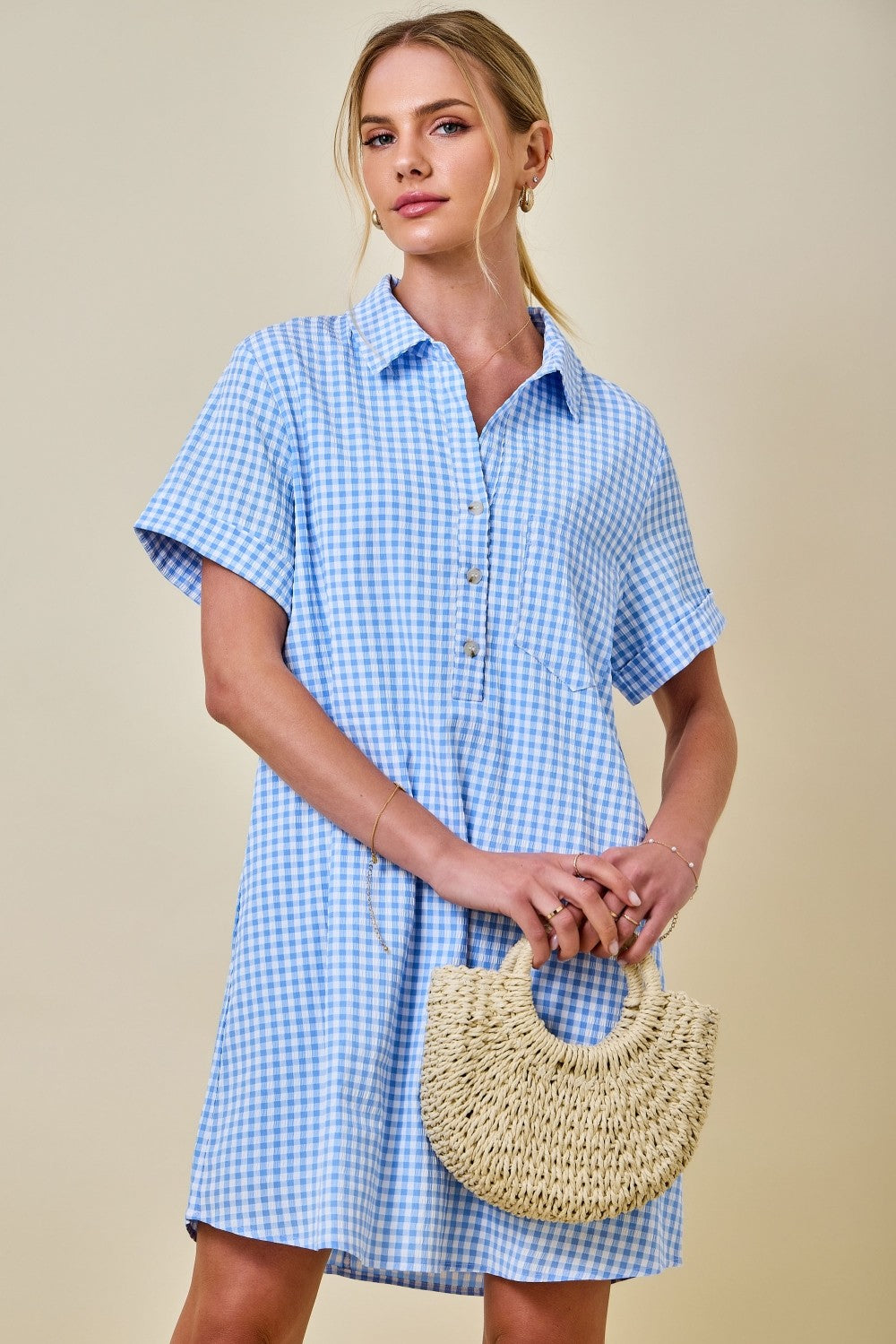 Dale Gingham Easy Shirt Pocket Dress