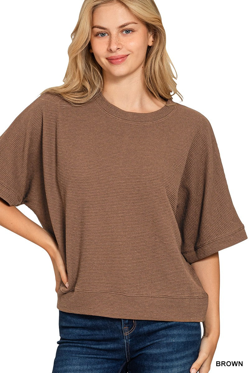 Double Knit Exposed Seam Banded Hem Top