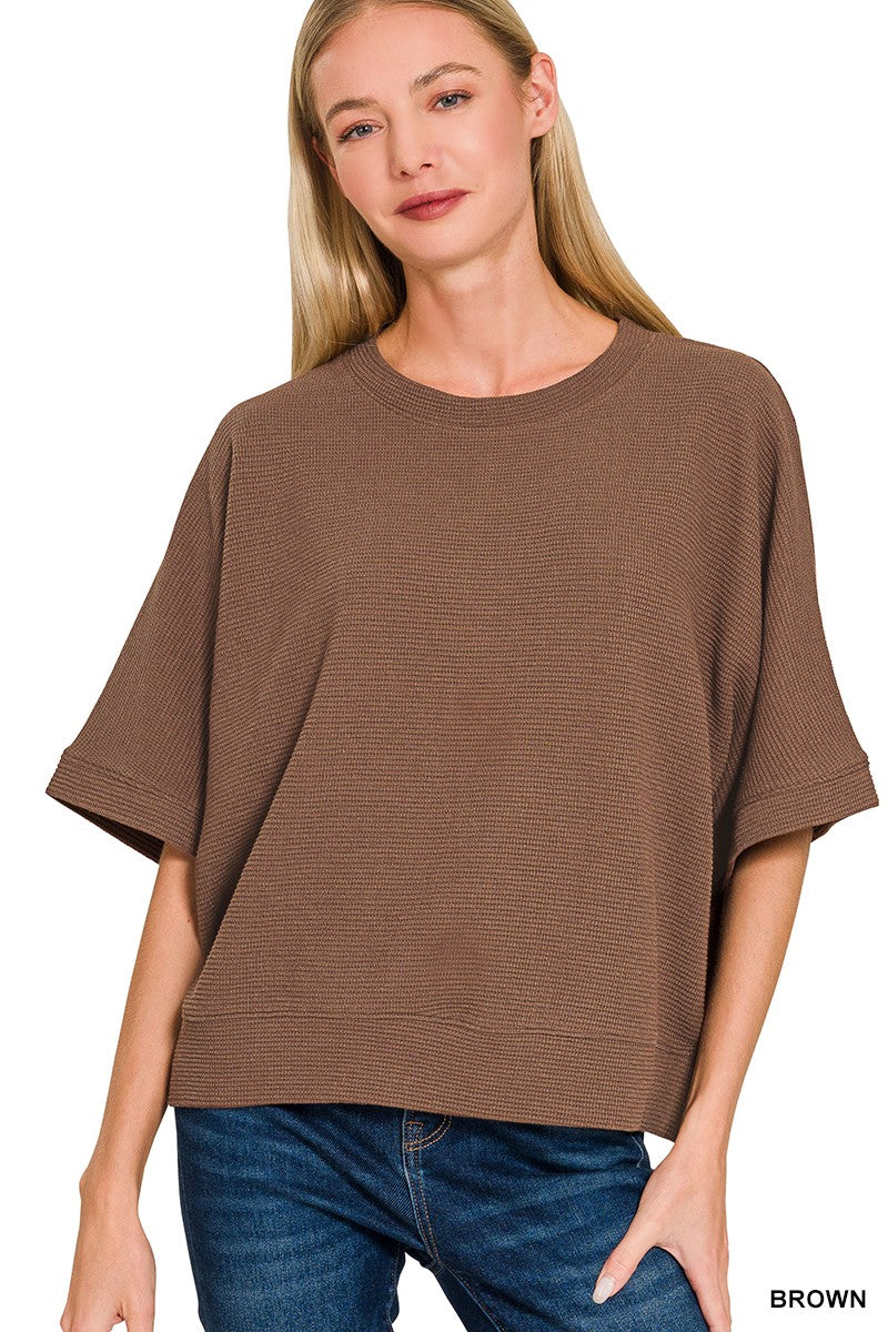Double Knit Exposed Seam Banded Hem Top