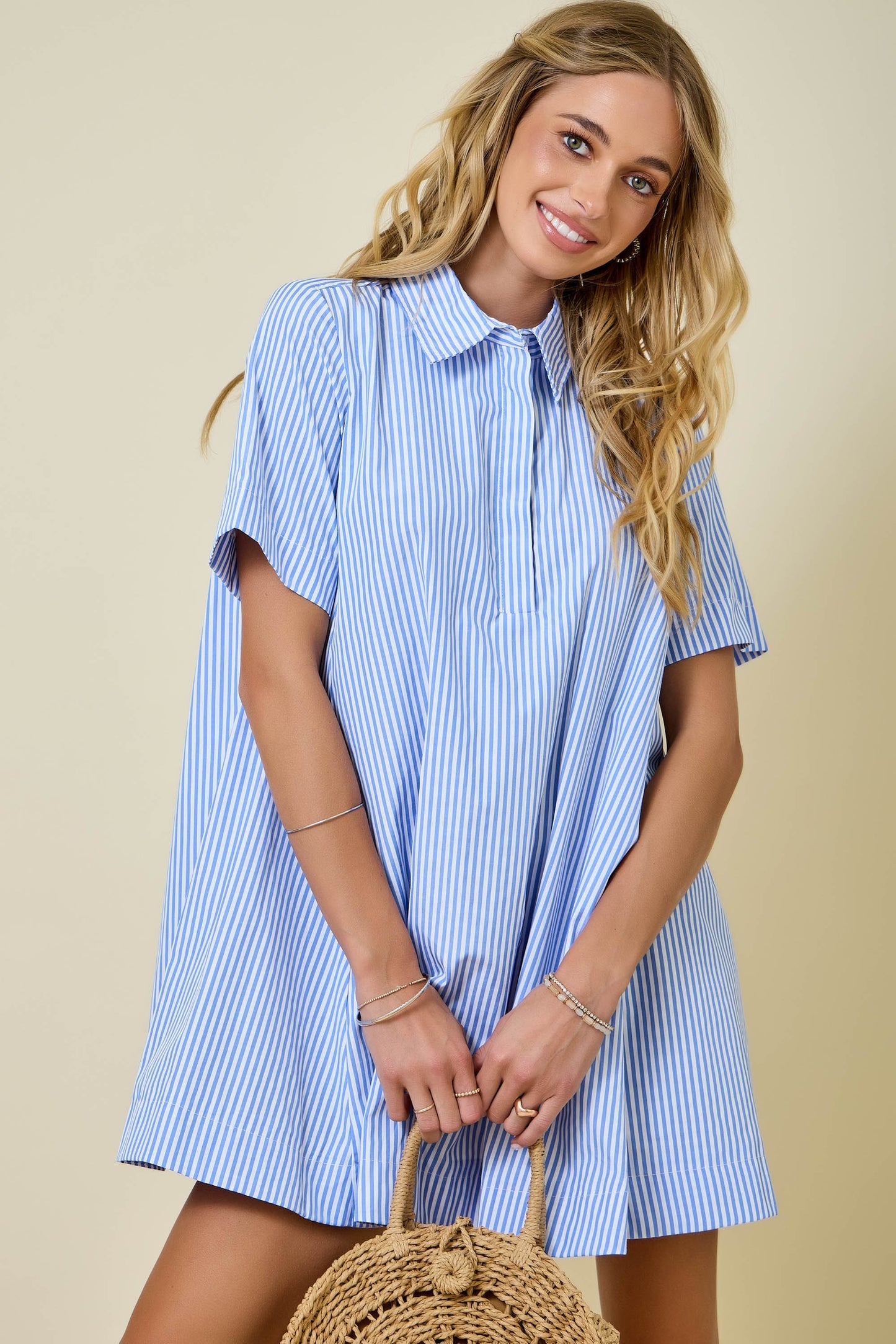 Josie Striped Shirt Swing Dress