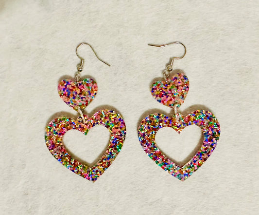 Glitter Heart Earrings