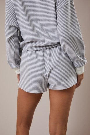 Mid Rise Striped Drawstring Shorts