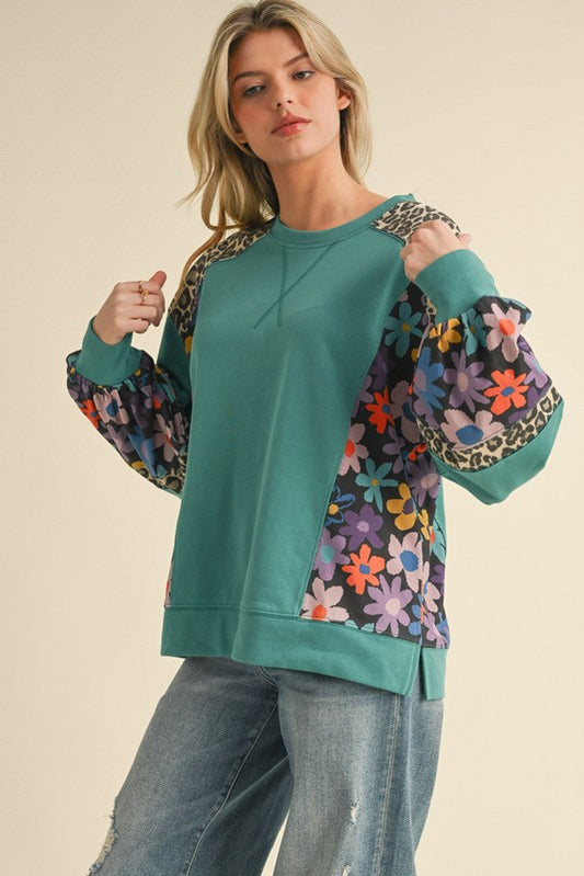 Roxi Mixed Print Sweatshirt