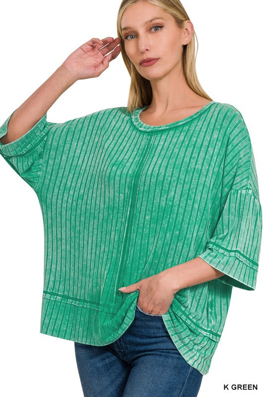 Ribbed Half Sleeve Top