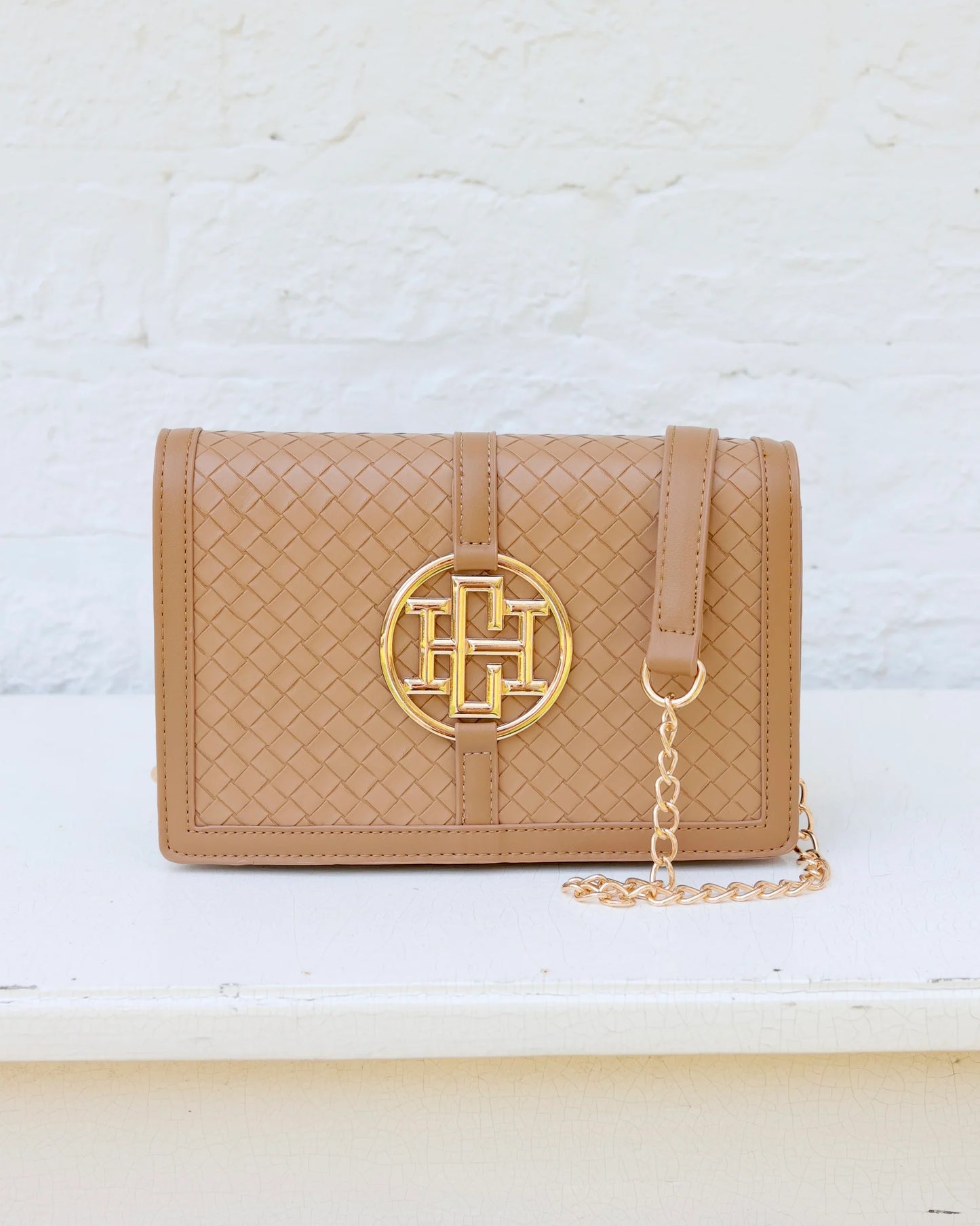 Cecilia Circle Logo Woven Handbag