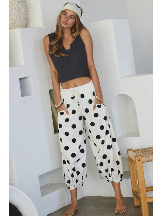 The Polka Dot Printed French Terry Balloon Pants