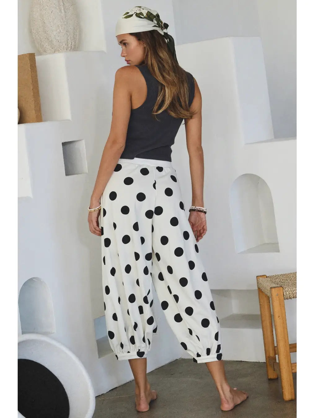 The Polka Dot Printed French Terry Balloon Pants